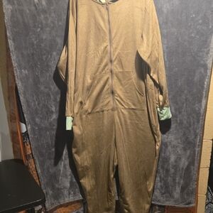 Star Wars Mandalorian Grogu Olive Green Jumpsuit with Light Green Cuffs
